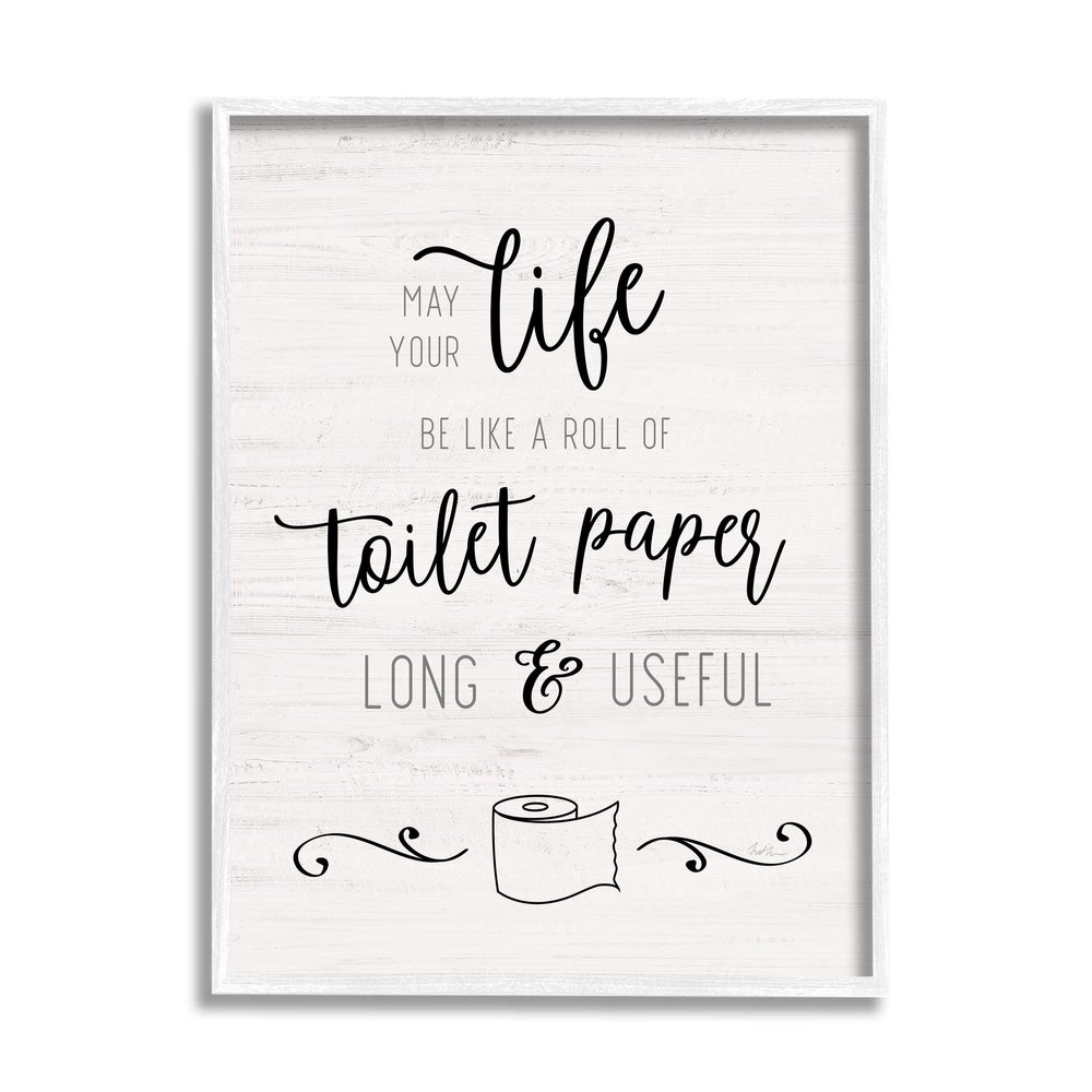 Stupell Industries Life Like Toilet Paper Roll Long and Useful Phrase