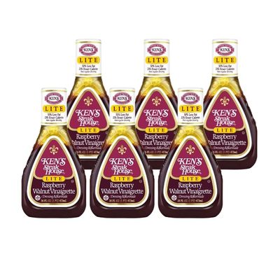 Ken's Steak House Lite Raspberry Walnut Vinaigrette (16 Fl Oz, Pack of 6)