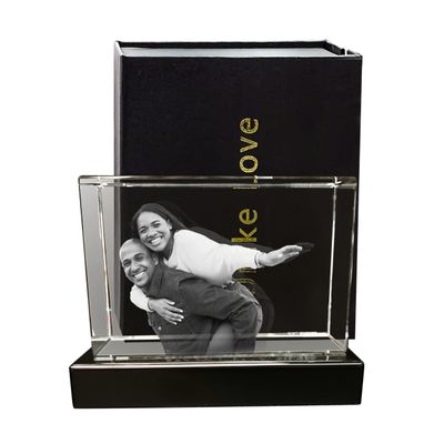 Unike Love Couples Lovely Present Brick Shaped 3DLaser-Etched K9 Luxury Crystal (Small)