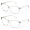 2 Pairs Deluxe Women Reading glasses - Magnified Readers Cateye Vintage Jackie Oval (2 Clear, 2.25) view 1