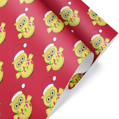 Owl Christmas Lights Wrapping Paper Premium Gift Wrap Party Decoration Decor (12 foot x 30 inch roll)