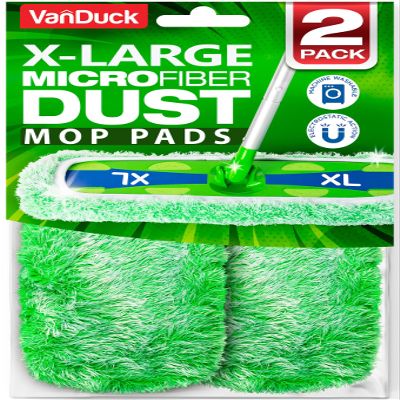VanDuck X-Large Dust Mop Refill for Swiffer XL (2 Pack) - Microfiber Pet Heavy Duty Dry Sweeping Refills - Reusable Mop Pad