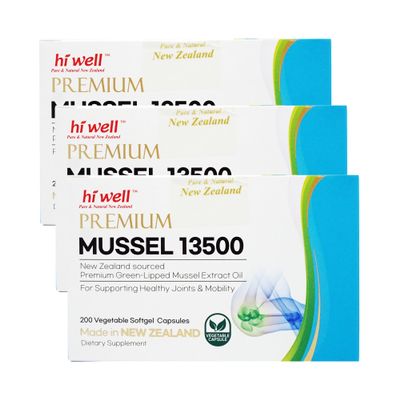 (Pack of 3) Hi Well Premium Mussel 13500 200Vegetable Softgel Capsules