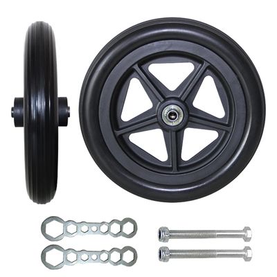 2 Pieces Wheelchair Caster Wheels, 7inch 8inch Wheelchair Wheels (5/16" Bearing/Axle) Easy To Scroll 2-3/8" (60 Mm) Hub Width- Easy To Install, Solid With Polyurethane Rubber Tire - With Wrench