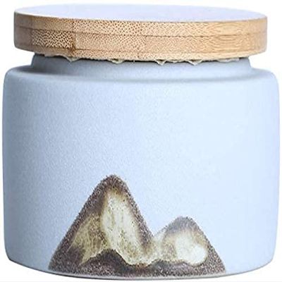 Cremation Urn Pet urn urns for Ashes Urns for Ashes Adult,Human Small Memorial Urns, Ceramic Mini Portable Bamboo Cover Sealed Memorial Jar, Burial Urn at Home or Cemetery, Dog, Cat WEWYQSJXBX
