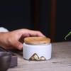 Cremation Urn Pet urn urns for Ashes Urns for Ashes Adult,Human Small Memorial Urns, Ceramic Mini Portable Bamboo Cover Sealed Memorial Jar, Burial Urn at Home or Cemetery, Dog, Cat WEWYQSJXBX view 4