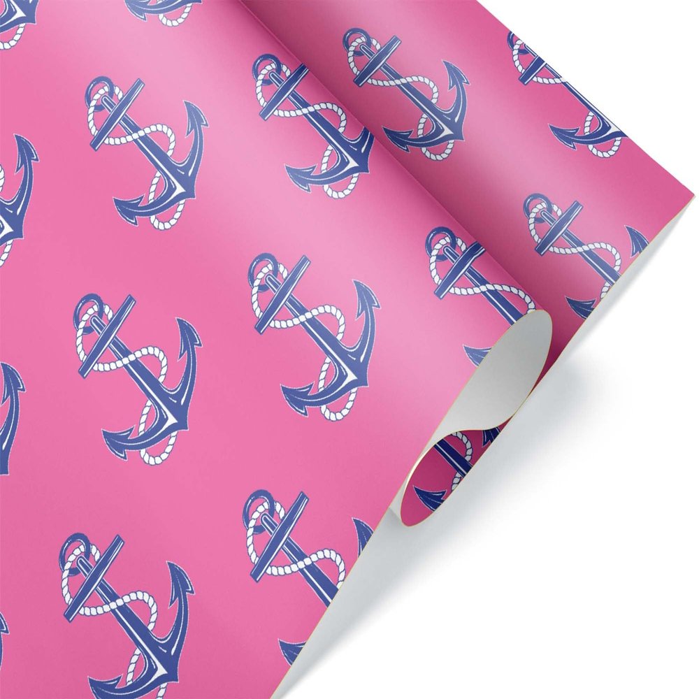 Pink Blue Anchor Wrapping Paper Premium Gift Wrap Party Decoration (12 foot x 30 inch roll)