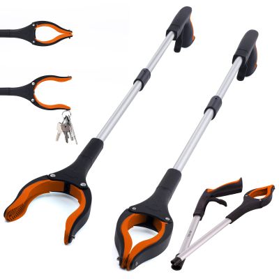2-Pack Extra Long Grabber Reacher, 32" Foldable Trash Picker Grabber with Strong Magnetic Tip, 90 Rotating Head Trash Gripper, Trash Claw Grabber Tool,Hand Grabber for Reaching