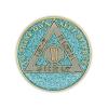6 Year Sobriety Coin | Glitter Triplate AA Chip Recovery Anniversary Token (Blue) view 2