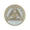 6 Year Sobriety Coin | Glitter Triplate AA Chip Recovery Anniversary Token (Silver) view 2