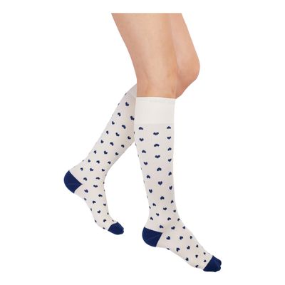 Rejuva Womens Heart Pattern Knee High 15-20 mmHg Graduated Compression Socks