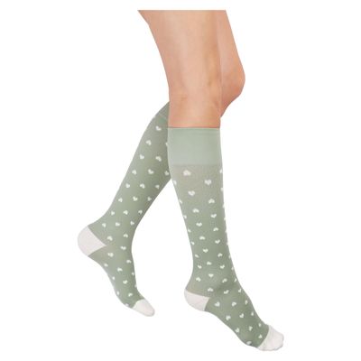 Rejuva Womens Heart Pattern Knee High 15-20 mmHg Graduated Compression Socks