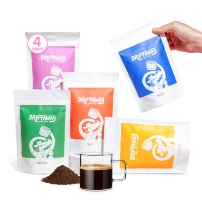 Driftaway Coffee Explorer Box, 5 Pack Coffee Tasting Kit - Single-Origin Ground Coffee from Around the World - 5 Fresh Roasts - Sustainable Sourcing, Small-Scale Farmers - Gourmet Coffee Variety Gift (Drip Grind, 4 Ounce (Pack of 5))