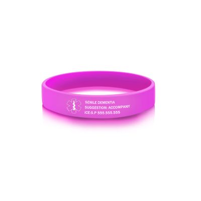 BAUMA AUTO Medical Alert ID Bracelets Personalized Engraving Waterproof Emergency Bracelets Various Color Silicone Wristbands for Men Women (Purple Red)