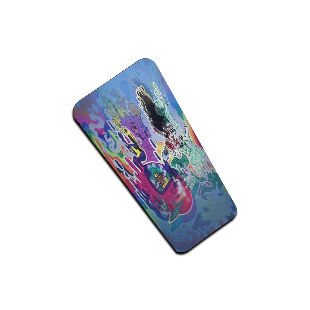 Rolling Tray with Magnetic lid | 3D Holographic | 3 Side Printing | Durable, Metal Base, Organize All Rolling Needs | Perfect for Parties, and Wax (16.5x6.6) (Weirmaid)
