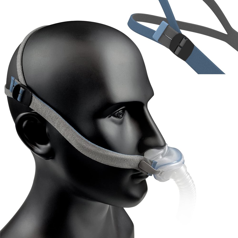 Heathorn Airfit P10 / N30 Headgear Strap Upgraded Replacement Straps Fully Adjustable Design Quickfit Elastic - Fit for P10 / N30 Nasal Pillow System - Blue//Grey (2-Pack)