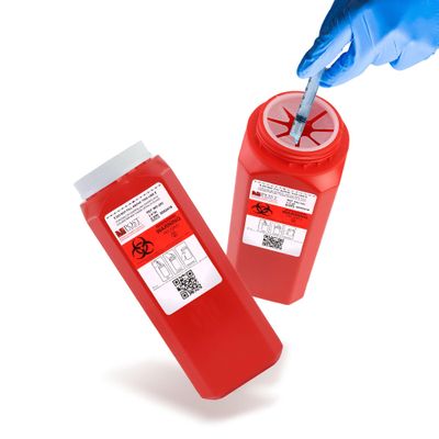 Post Medical - 2.0 Quart Sharps Container - Case of 12, Puncture-Resistant Sharps Disposal Container, Needle & Syringe Disposal Container, Leak-Tight Biohazard Containers with Screw Cap Lid, Red