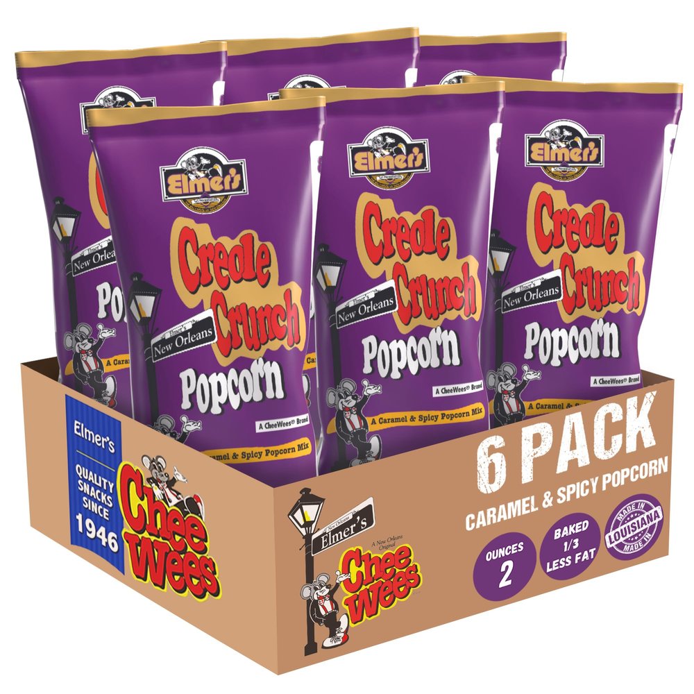 Elmer's New Orleans Creole Crunch Popcorn Mix, Authentic NOLA Caramel & Spicy Flavor, Irresistible Crunchy Snack Delight (6)