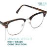 2SeeLife Premium Half Rim Reading Glasses Women & Men - Fits all Face Shapes, Metal & Sturdy Readers, Spring Hinges, Brown Tortoise, +2.75 view 2