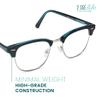 2SeeLife Premium Half Rim Reading Glasses Women & Men - Fits all Face Shapes, Metal & Sturdy Readers, Spring Hinges, Blue, +1.50 view 2