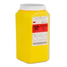 2.0 Quart Chemotherapy Sharps Container - Case of 12 - with Locking Screw Cap and Liquid Absorbent