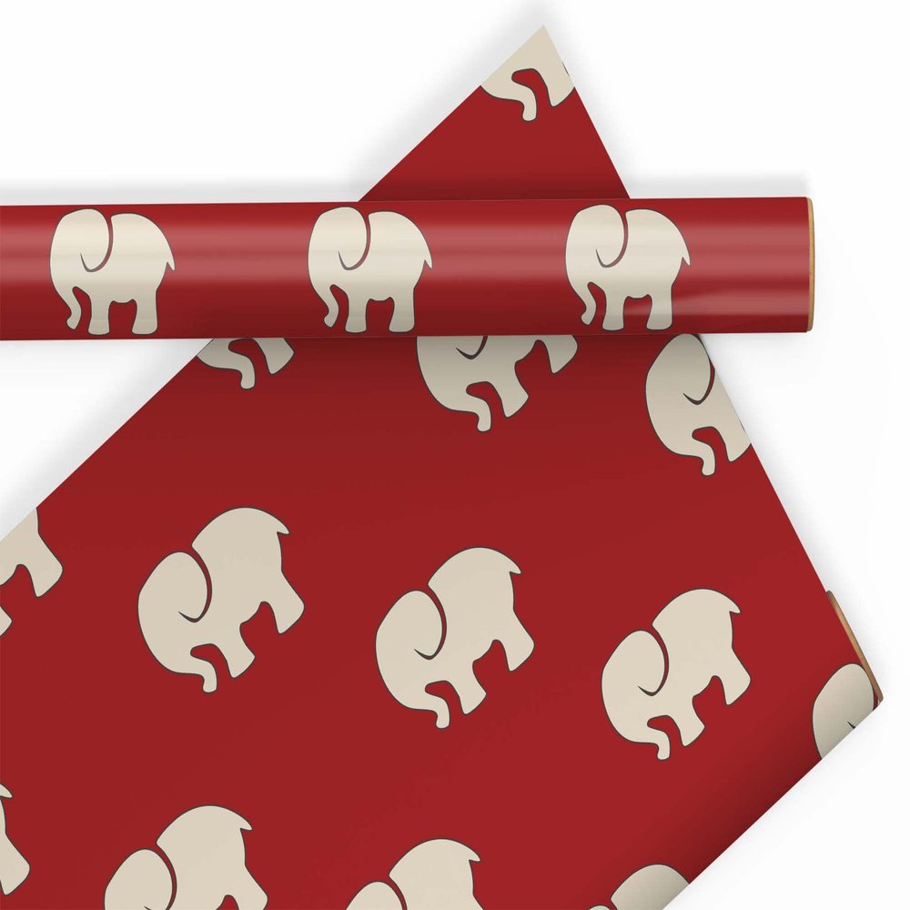 Red Elephant Wrapping Paper Premium Gift Wrap Party Decoration (One 20 inch x 30 inch sheet)