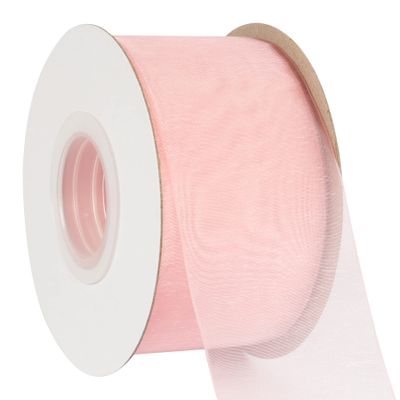 AVANAVA 2 Inch Wide Sheer Organza Ribbon Multi-Colors for Gift Wrapping Bouquet Wedding Decoration Floral Arrangement - 50 Yards (Pink)