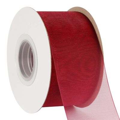 AVANAVA 2 Inch Wide Sheer Organza Ribbon Multi-Colors for Gift Wrapping Bouquet Wedding Decoration Floral Arrangement - 50 Yards (Wine)