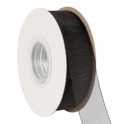 AVANAVA 1 Inch Wide Sheer Organza Ribbon Multi-Colors for Gift Wrapping Bouquet Wedding Decoration Floral Arrangement - 50 Yards (Black)