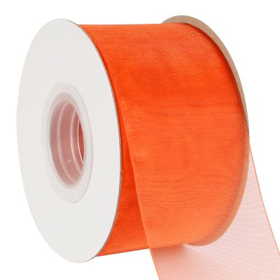 AVANAVA 2 Inch Wide Sheer Organza Ribbon Multi-Colors for Gift Wrapping Bouquet Wedding Decoration Floral Arrangement - 50 Yards (Torrid Orange)
