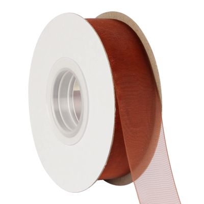 AVANAVA 1 Inch Wide Sheer Organza Ribbon Multi-Colors for Gift Wrapping Bouquet Wedding Decoration Floral Arrangement - 50 Yards (Cappuccino)