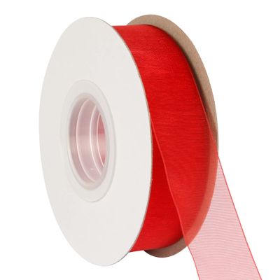 AVANAVA 1 Inch Wide Sheer Organza Ribbon Multi-Colors for Gift Wrapping Bouquet Wedding Decoration Floral Arrangement - 50 Yards (Red)
