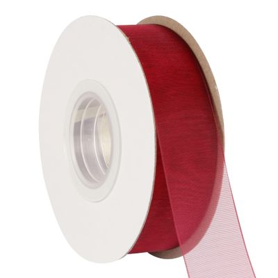 AVANAVA 1 Inch Wide Sheer Organza Ribbon Multi-Colors for Gift Wrapping Bouquet Wedding Decoration Floral Arrangement - 50 Yards (Wine)