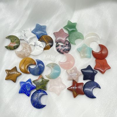 14 Kinds of Mini Crystal Moon Set Reiki Chakra Stone Healing Crystal Pocket Stone Home Decor Crystal Gift for Jewelry Making (Tiger Eye)