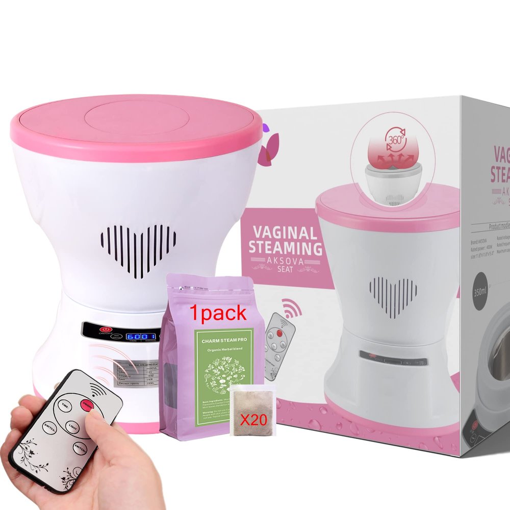AKSOVA Yoni Seat,Yoni Kit, Steam Seat with 20 Bags Yoni Herbs, Upgraded V Steam at Home Kit for Women Health, PH Balance, Postpartum Care, Feminine Odor and Cleansing