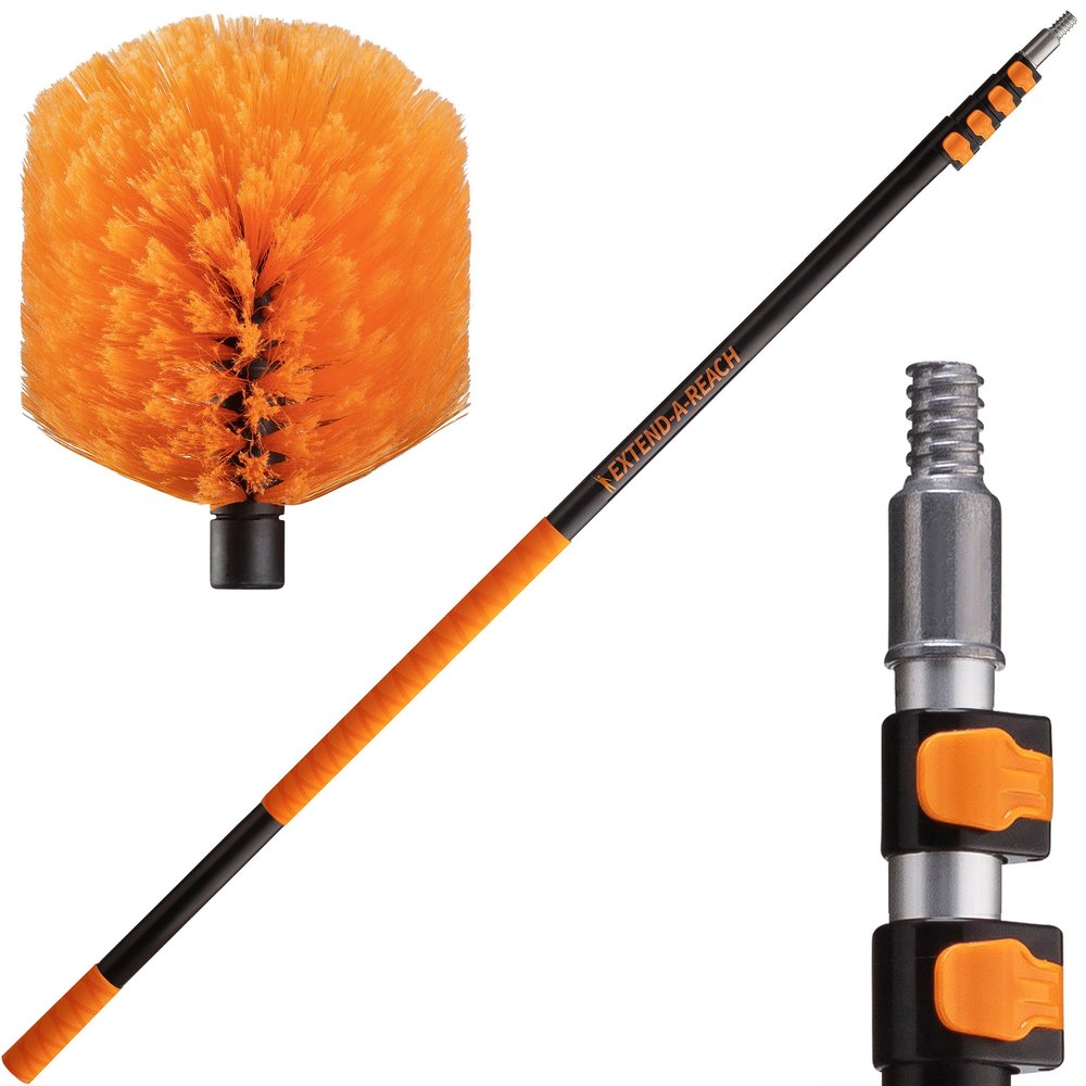 7-18 ft Cobweb Duster with Extension Pole // 30+ Foot High Reach Spider Web Cleaner Cobweb Brush for Outdoor & Indoor Web Cleaning // Lightweight & Sturdy Telescopic Pole // The Ultimate Dusting Kit