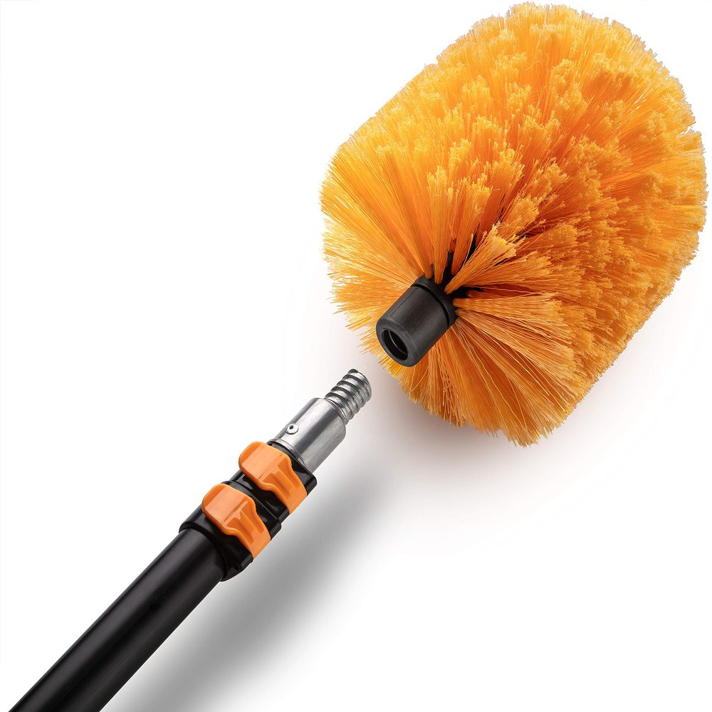 5-to-8 ft Cobweb Duster with Extension Pole // 10+ Foot Reach Spider Web Cleaner Cobweb Brush for Outdoor & Indoor Web Cleaning // Lightweight & Sturdy Telescopic Pole // The Ultimate Dusting Kit