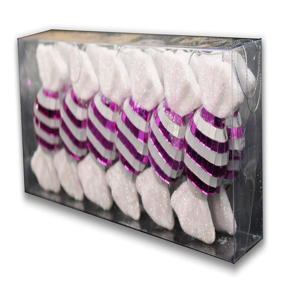 12 Pack of Pink Candy Ornaments with Glitter Enhancements