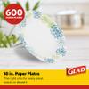 Glad Round Disposable Paper Plates, Blue Hydrangea Pattern - Strong, Sturdy, Soak Proof, and Microwavable Decorative Plates for Dinner and Everyday Use, 10 Inch, 50 Count - 12 Pack view 4
