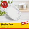 Glad Round Disposable Paper Plates, Blue Flower Design, Heavy Duty Soak Proof Cut Resistant Microwave Safe Plates for Meals, Parties, Picnics, and Events, 10 Inch, 50 Count - 12 Pack view 3