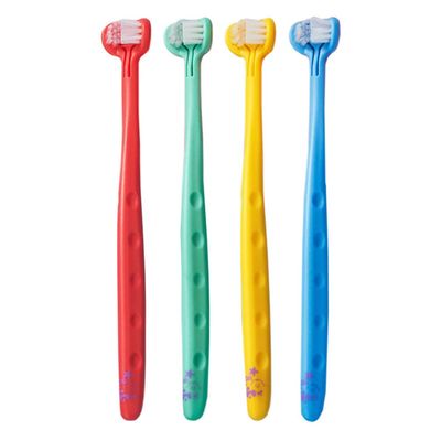 EXCEART 4pcs Three Sides Children's Toothbrush Kids Travel Toothbrush Kids Three Sided Toddler