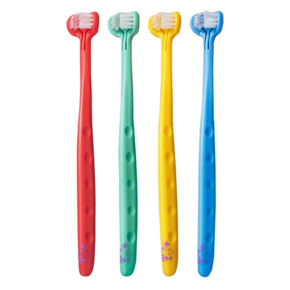 EXCEART 4pcs Three Sides Children's Toothbrush Kids Travel Toothbrush Kids Three Sided Toddler