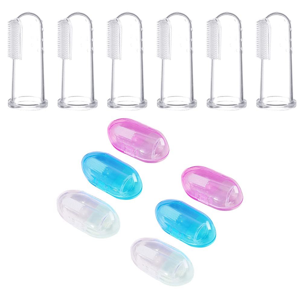 Magik 6~12 Pack Baby Finger Toothbrush Silicone Oral Massager Pets Infant Toddlers (6 Pack)