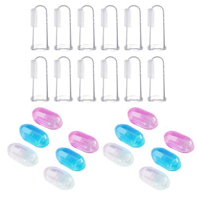 Magik 6~12 Pack Baby Finger Toothbrush Silicone Oral Massager Pets Infant Toddlers (12 Pack)