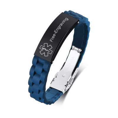 XUANPAI Personalized Engraving Silicone Adjustable Medical Bracelets Sport Emergency ID Bracelets for Men Women