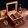 Hand Humidification Cigar Humidor with Front Digital Hygrometer,Cedar Wood Cigar Humidor with Drawers,Tempered Glass Top Display,Holds 40-45 Cigars,C-2Drawer view 2