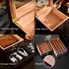 Hand Humidification Cigar Humidor with Front Digital Hygrometer,Cedar Wood Cigar Humidor with Drawers,Tempered Glass Top Display,Holds 40-45 Cigars,D-2Drawer view 4