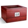 Hand Humidification Cigar Humidor with Front Digital Hygrometer,Cedar Wood Cigar Humidor with Drawers,Tempered Glass Top Display,Holds 40-45 Cigars,B-1Drawer view 1