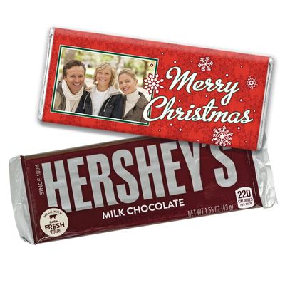 12ct Personalized Christmas Candy Chocolate Bar Party Favors with Photo (12 Pack) - No Assembly Required - Snowflakes Theme