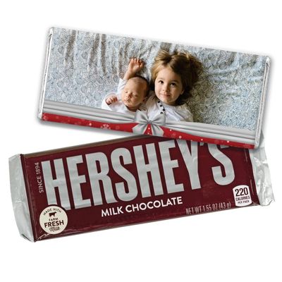 12ct Personalized Christmas Candy Chocolate Bar Party Favors with Photo (12 Pack) - No Assembly Required - Babys First Christmas or Family Photo